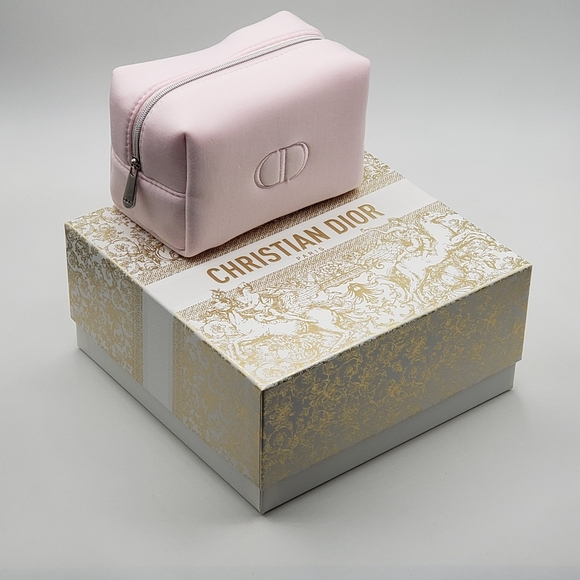Dior CD Logo Pouch Cosmetic Bag Baby Pink - Picture 1 of 10